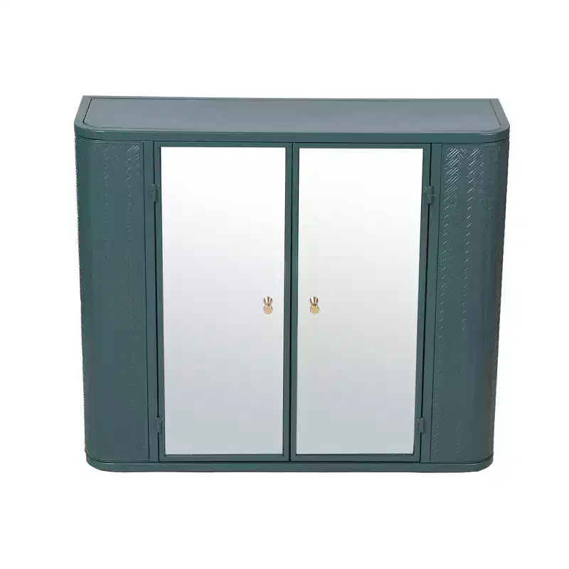 Wall-Mounted Bathroom Vanity with Mirror, Two Mirrored Doors,and Open Shelves; Style Metal Frame Storage Cabinet with Open Compartments