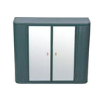 Wall-Mounted Bathroom Vanity with Mirror, Two Mirrored Doors,and Open Shelves; Style Metal Frame Storage Cabinet with Open Compartments