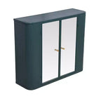 Wall-Mounted Bathroom Vanity with Mirror, Two Mirrored Doors,and Open Shelves; Style Metal Frame Storage Cabinet with Open Compartments