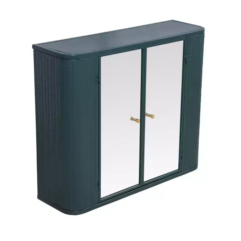 Wall-Mounted Bathroom Vanity with Mirror, Two Mirrored Doors,and Open Shelves; Style Metal Frame Storage Cabinet with Open Compartments