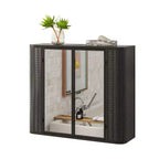 Wall-Mounted Bathroom Vanity with Mirror, Two Mirrored Doors,and Open Shelves; Style Metal Frame Storage Cabinet with Open Compartments