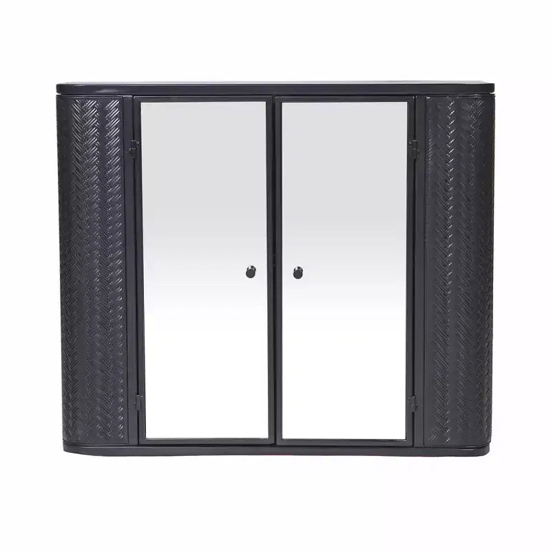 Wall-Mounted Bathroom Vanity with Mirror, Two Mirrored Doors,and Open Shelves; Style Metal Frame Storage Cabinet with Open Compartments