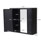 Wall-Mounted Bathroom Vanity with Mirror, Two Mirrored Doors,and Open Shelves; Style Metal Frame Storage Cabinet with Open Compartments