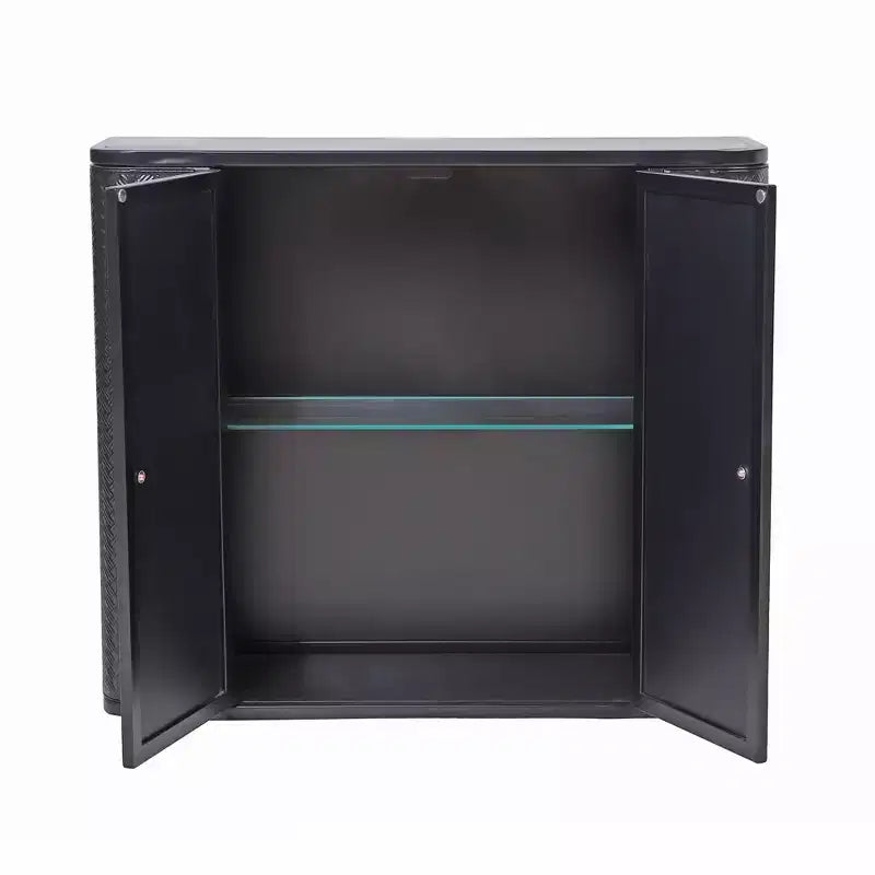 Wall-Mounted Bathroom Vanity with Mirror, Two Mirrored Doors,and Open Shelves; Style Metal Frame Storage Cabinet with Open Compartments