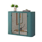 Wall-Mounted Bathroom Vanity with Mirror, Two Mirrored Doors,and Open Shelves; Style Metal Frame Storage Cabinet with Open Compartments