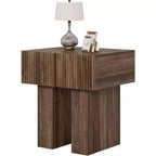 Lantine Fluted Nightstand, Wooden Night Stand with Storage Drawer, Modern Bedside Table Side End Table for Bedroom