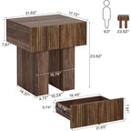 Lantine Fluted Nightstand, Wooden Night Stand with Storage Drawer, Modern Bedside Table Side End Table for Bedroom