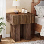 Lantine Fluted Nightstand, Wooden Night Stand with Storage Drawer, Modern Bedside Table Side End Table for Bedroom