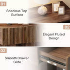 Lantine Fluted Nightstand, Wooden Night Stand with Storage Drawer, Modern Bedside Table Side End Table for Bedroom