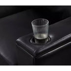 MAYEERTY Two Pieces 2+3 Seater Sectional Sofa with Cup Holder Square Arm Upholstered Faux Leather for Living Room Black
