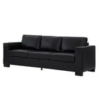 MAYEERTY Two Pieces 2+3 Seater Sectional Sofa with Cup Holder Square Arm Upholstered Faux Leather for Living Room Black