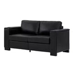 MAYEERTY Two Pieces 2+3 Seater Sectional Sofa with Cup Holder Square Arm Upholstered Faux Leather for Living Room Black