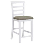 Farmhouse 5 Pieces Counter Height Dining Set with Chairs for 4, Wooden Rectangular Table with Storage Shelves and Bar Wine Compartment
