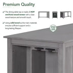 Farmhouse 5 Pieces Counter Height Dining Set with Chairs for 4, Wooden Rectangular Table with Storage Shelves and Bar Wine Compartment