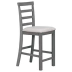Farmhouse 5 Pieces Counter Height Dining Set with Chairs for 4, Wooden Rectangular Table with Storage Shelves and Bar Wine Compartment