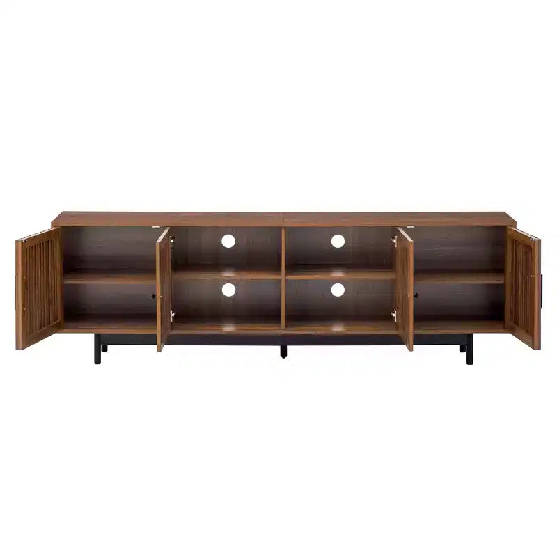 78'' Modern TV Stand for 85'' TVs Media Console Entertainment Center with Cable Management & Soft-Closing Hinges, Walnut - ModernLuxe
