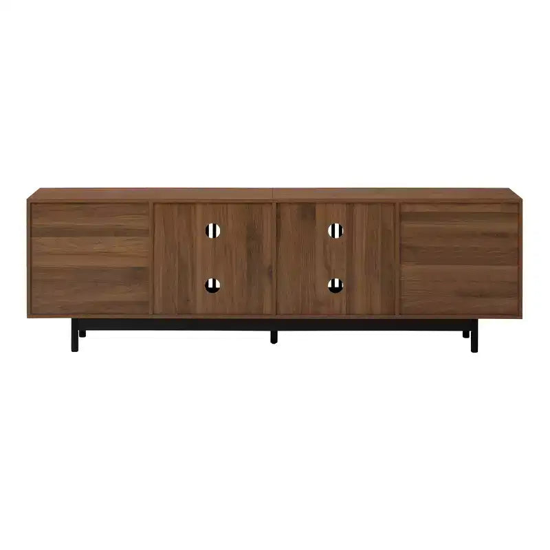 78'' Modern TV Stand for 85'' TVs Media Console Entertainment Center with Cable Management & Soft-Closing Hinges, Walnut - ModernLuxe