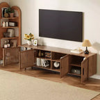 78'' Modern TV Stand for 85'' TVs Media Console Entertainment Center with Cable Management & Soft-Closing Hinges, Walnut - ModernLuxe