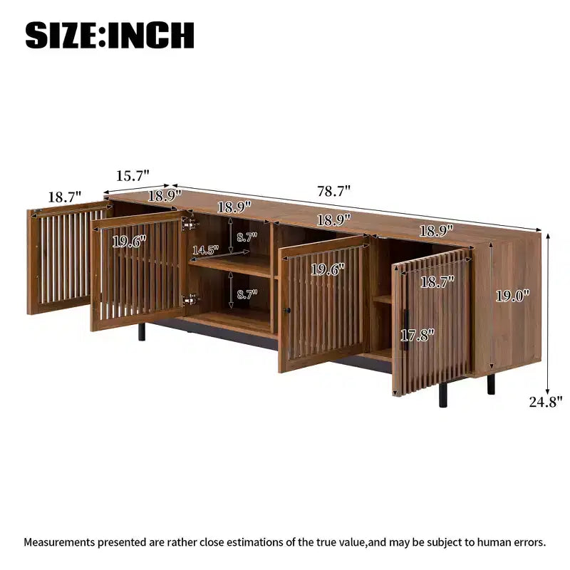 78'' Modern TV Stand for 85'' TVs Media Console Entertainment Center with Cable Management & Soft-Closing Hinges, Walnut - ModernLuxe