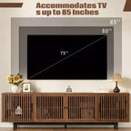 78'' Modern TV Stand for 85'' TVs Media Console Entertainment Center with Cable Management & Soft-Closing Hinges, Walnut - ModernLuxe