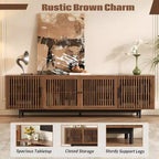 78'' Modern TV Stand for 85'' TVs Media Console Entertainment Center with Cable Management & Soft-Closing Hinges, Walnut - ModernLuxe