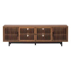 78'' Modern TV Stand for 85'' TVs Media Console Entertainment Center with Cable Management & Soft-Closing Hinges, Walnut - ModernLuxe