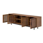 78'' Modern TV Stand for 85'' TVs Media Console Entertainment Center with Cable Management & Soft-Closing Hinges, Walnut - ModernLuxe