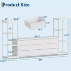 TV Stands Dresser with 9 Fabric Drawers and 2 Industrial 4-Tier Storage Shelves for Living Room