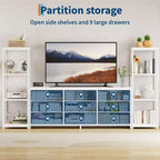TV Stands Dresser with 9 Fabric Drawers and 2 Industrial 4-Tier Storage Shelves for Living Room