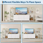 TV Stands Dresser with 9 Fabric Drawers and 2 Industrial 4-Tier Storage Shelves for Living Room