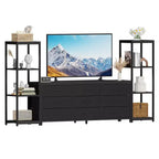 TV Stands Dresser with 9 Fabric Drawers and 2 Industrial 4-Tier Storage Shelves for Living Room