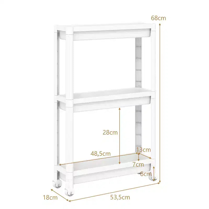 Costway 3-Tier Slim Rolling Storage Cart 2-Pack with Wheels, Detachable Design for Kitchen Black/White