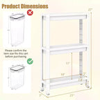 Costway 3-Tier Slim Rolling Storage Cart 2-Pack with Wheels, Detachable Design for Kitchen Black/White