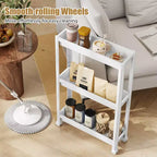 Costway 3-Tier Slim Rolling Storage Cart 2-Pack with Wheels, Detachable Design for Kitchen Black/White