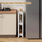 Costway 3-Tier Slim Rolling Storage Cart 2-Pack with Wheels, Detachable Design for Kitchen Black/White