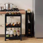 Costway 3-Tier Slim Rolling Storage Cart 2-Pack with Wheels, Detachable Design for Kitchen Black/White