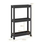 Costway 3-Tier Slim Rolling Storage Cart 2-Pack with Wheels, Detachable Design for Kitchen Black/White