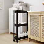 Costway 3-Tier Slim Rolling Storage Cart 2-Pack with Wheels, Detachable Design for Kitchen Black/White