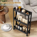 Costway 3-Tier Slim Rolling Storage Cart 2-Pack with Wheels, Detachable Design for Kitchen Black/White