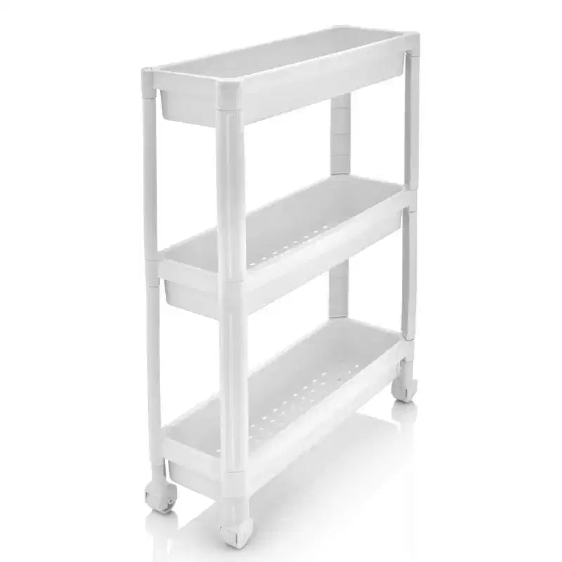 Costway 3-Tier Slim Rolling Storage Cart 2-Pack with Wheels, Detachable Design for Kitchen Black/White