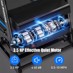 Whisen Electric Foldable Treadmill, 3.5HP Workout Running Machine Walking with Automatic Incline - Black