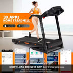 Whisen Electric Foldable Treadmill, 3.5HP Workout Running Machine Walking with 12 Preset Programs, Incline, Handrail Controls Speed