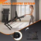 Whisen Electric Foldable Treadmill, 3.5HP Workout Running Machine Walking with 12 Preset Programs, Incline, Handrail Controls Speed