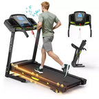 Whisen Electric Foldable Treadmill, 3.5HP Workout Running Machine Walking with 12 Preset Programs, Incline, Handrail Controls Speed