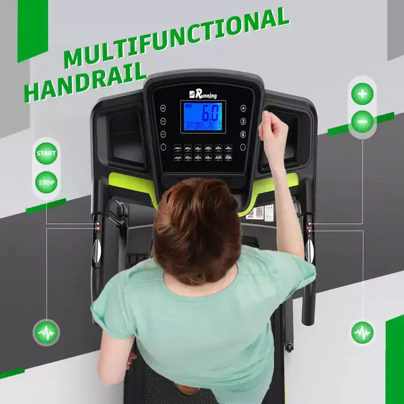 Whisen Electric Foldable Treadmill, 3.5HP Workout Running Machine Walking with 12 Preset Programs, Incline, Handrail Controls Speed