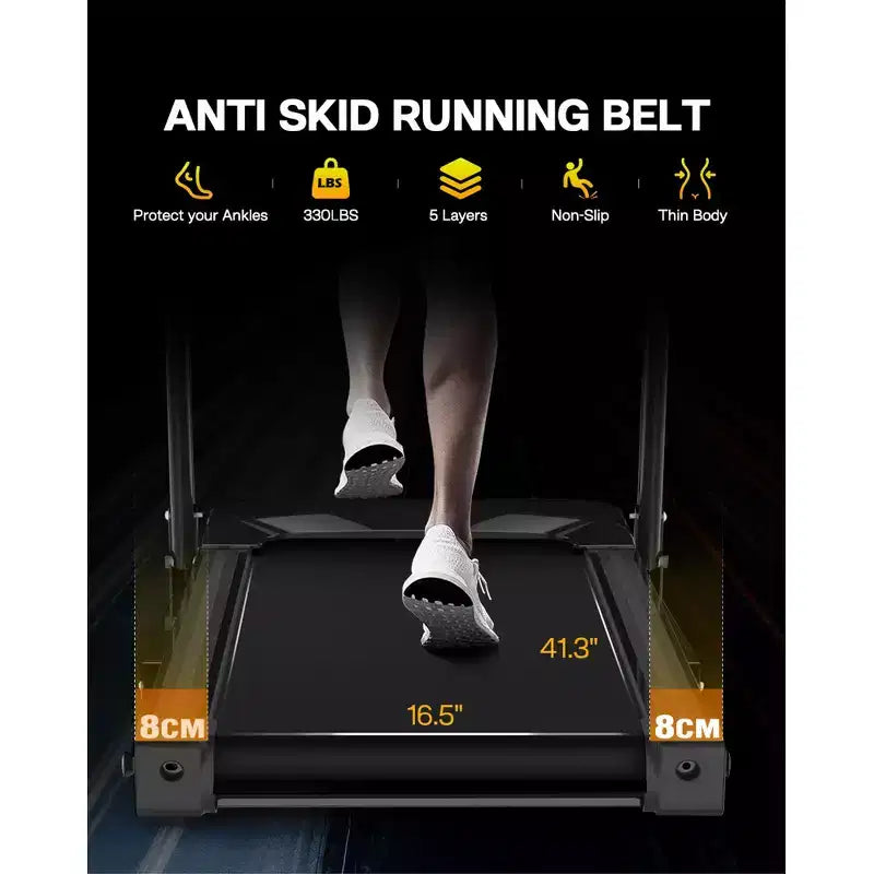 Whisen Electric Foldable Treadmill, 3.5HP Workout Running Machine Walking with 12 Preset Programs, Incline, Handrail Controls Speed