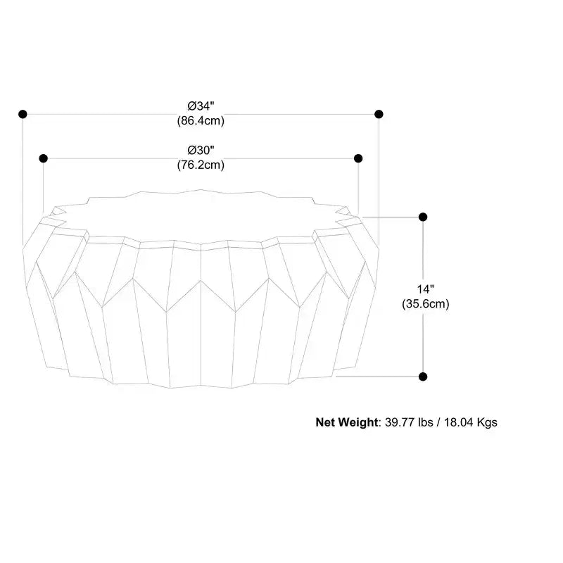 Oakcrest SOLID MANGO WOOD 34 inch Wide Polygon Contemporary Coffee Table Fully Assembled