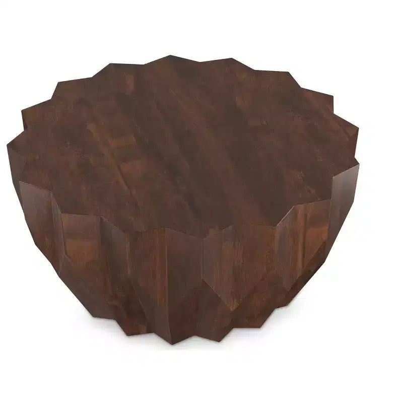 Oakcrest SOLID MANGO WOOD 34 inch Wide Polygon Contemporary Coffee Table Fully Assembled