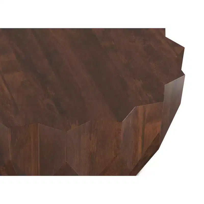 Oakcrest SOLID MANGO WOOD 34 inch Wide Polygon Contemporary Coffee Table Fully Assembled
