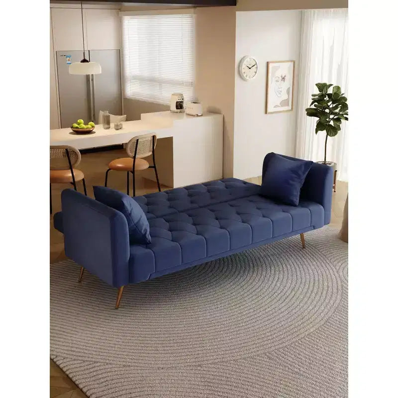 Okak American Style Button Tufted Convertible Sofa Bed with Adjustable Back,Velvet Upholstered Sleeper Couch for Living Room,Apartment